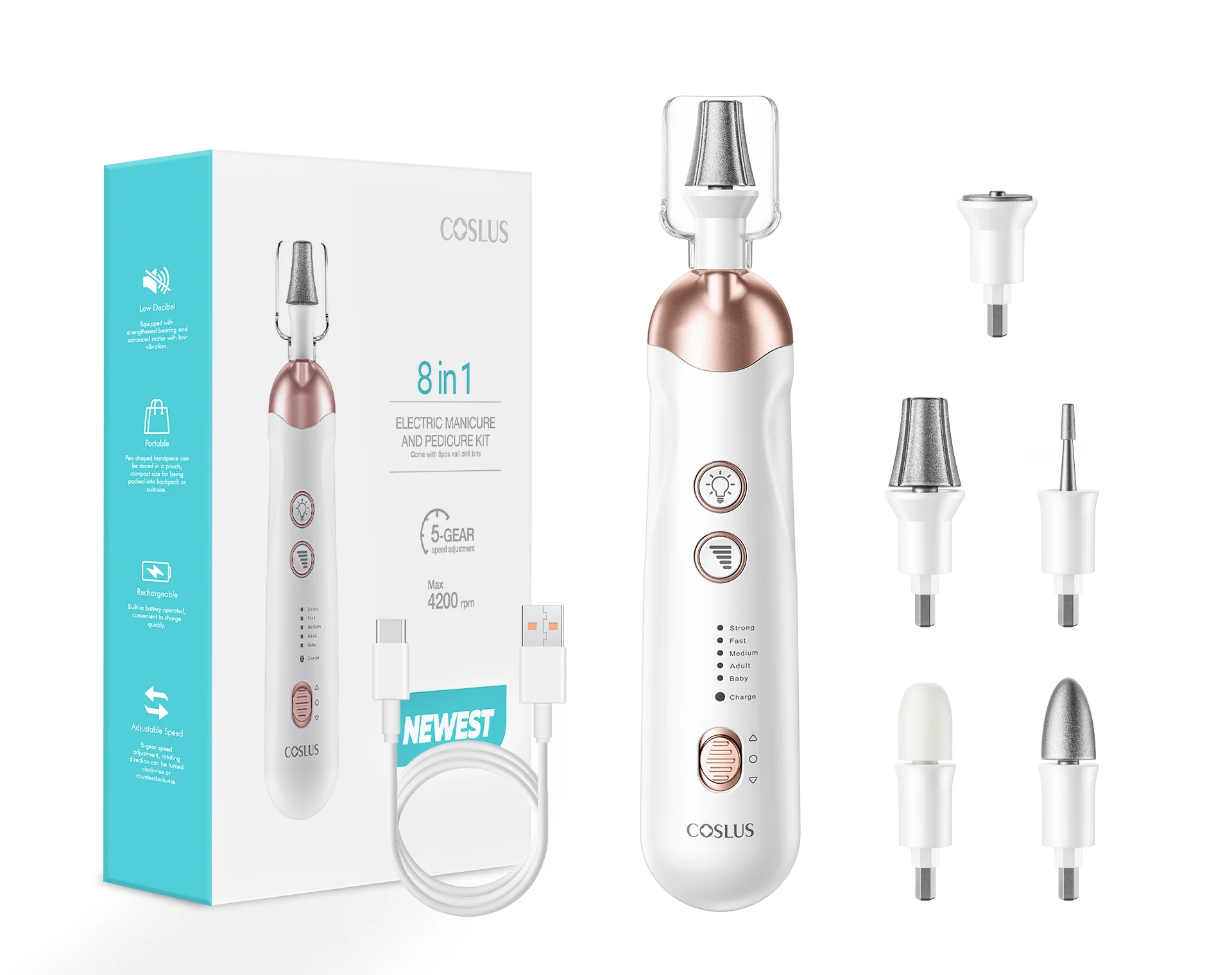 COSLUS C30 (END03) 5 IN 1 Electric Manicure and Pedicure Kit - Image 7