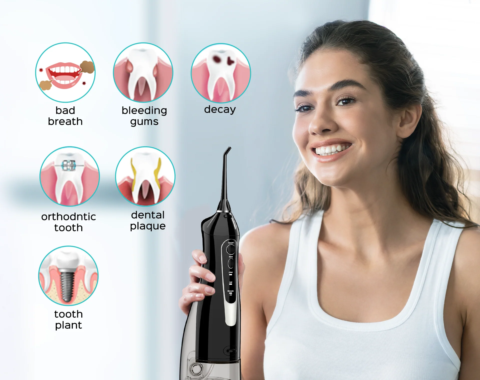 COSLUS C20 (F5020E) Water Flosser 300ML for Teeth Cleaning - Image 3