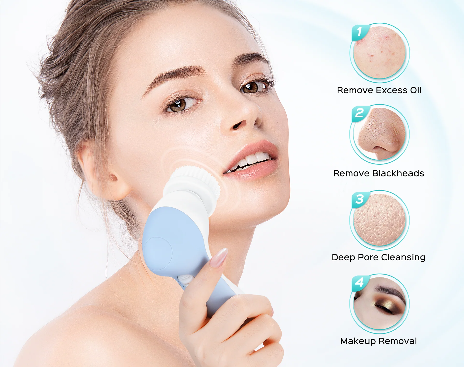 COSLUS P2017 Facial Power Brush with 7 Brush Heads - Image 4
